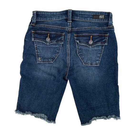 Kut From The Kloth Womens Frayed Denim Bermuda Shorts Size 0 - Picture 2 of 11